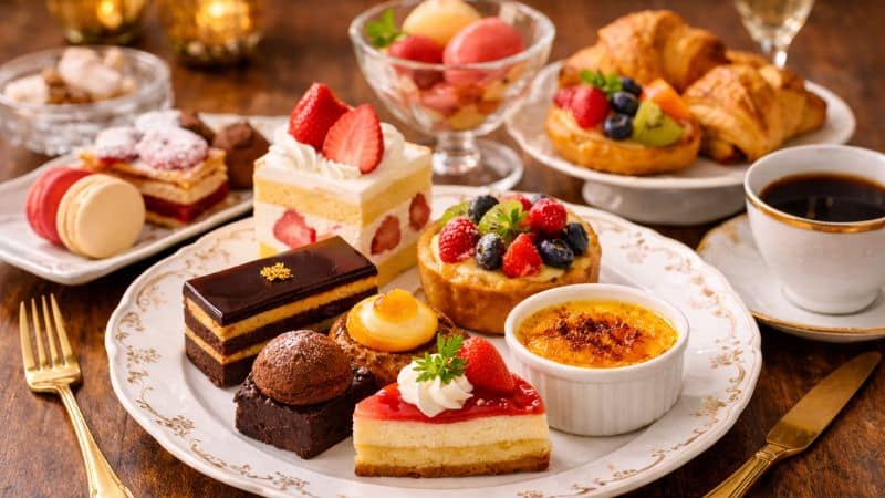 親へのプレゼントにおすすめの高級洋菓子ギフトイメージ(ケーキ・タルト・マカロンなど)